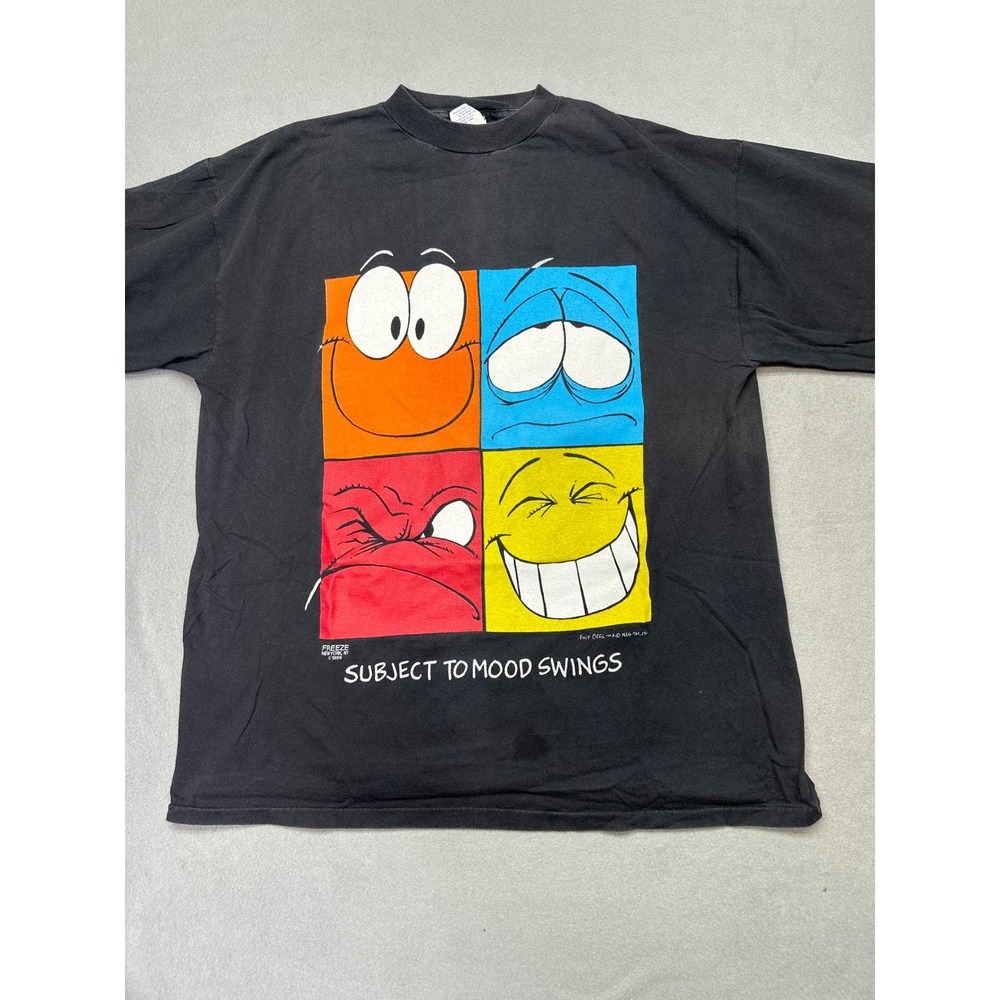 Vintage 1996 Freeze Subject to Mood Swings Graphic T-Shirt Black XL Face Offs